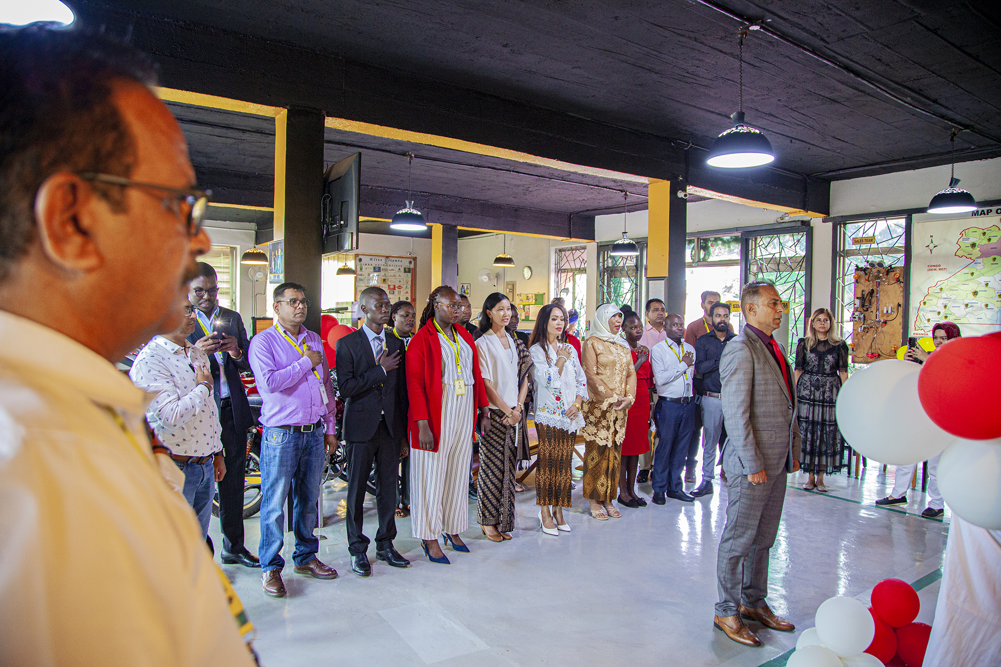 Guests standing for the national anthem