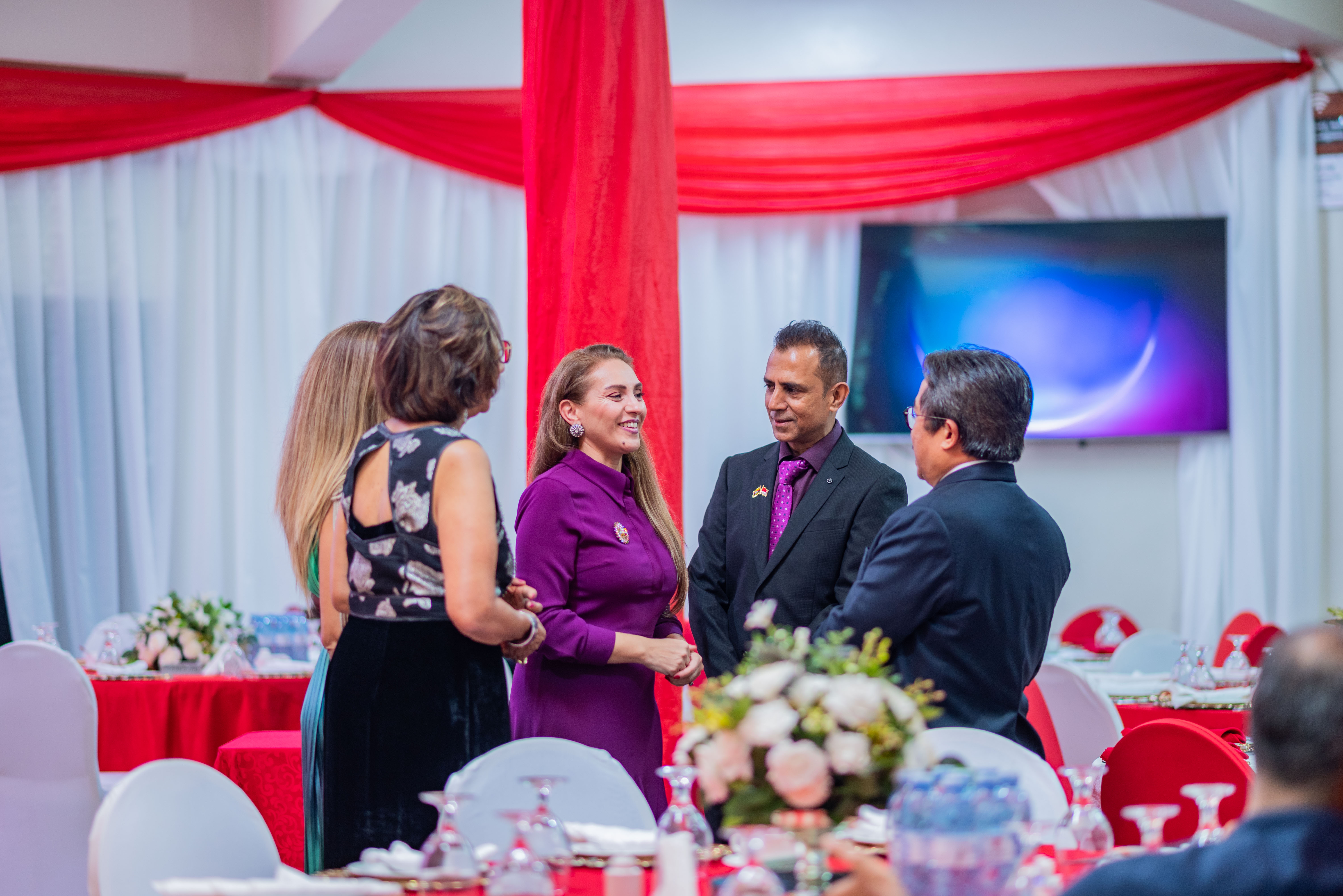 Guests mingling at the evening reception