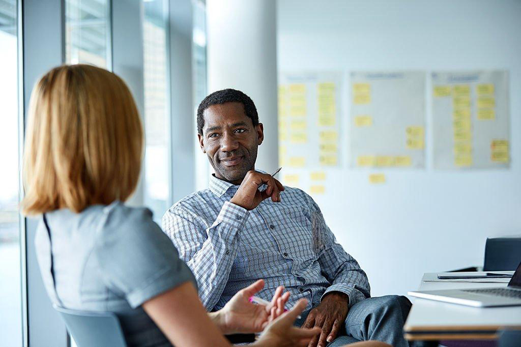 Business meeting between two colleagues